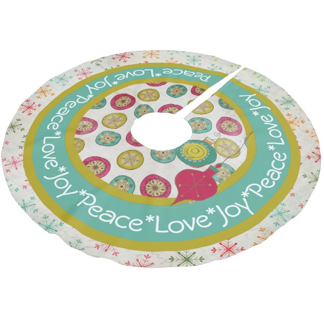 Peace Love Joy Holiday Tree Skirt (Angled)
