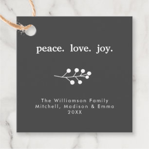 Peace Love Joy Holly Berries Holiday Christmas Favour Tags