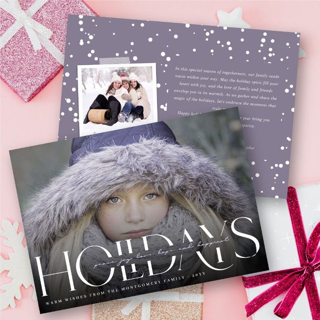 Peace Love Joy Hope Happiest Holidays Modern Photo Holiday Card (Creator Uploaded)