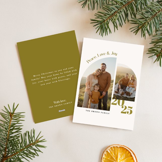 Peace Love Joy Minimalist Family Christmas Photo Holiday Card (Creator Uploaded)