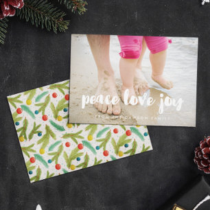 Peace Love Joy Modern Family Photo Holiday Card
