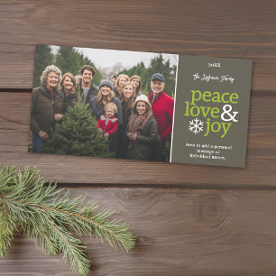 Peace Love & Joy - Modern Photo Holiday Card