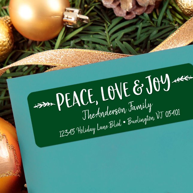 Peace Love Joy Modern Typography Green Custom Name (Creator Uploaded)