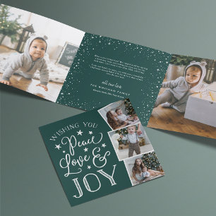 Peace, Love & Joy Multi Photo Tri-Fold Holiday Card