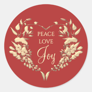 Peace Love Joy Red Gold Christmas Envelope Seal