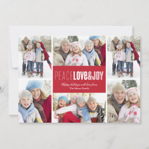 Peace, Love & Joy   Red Holiday Card