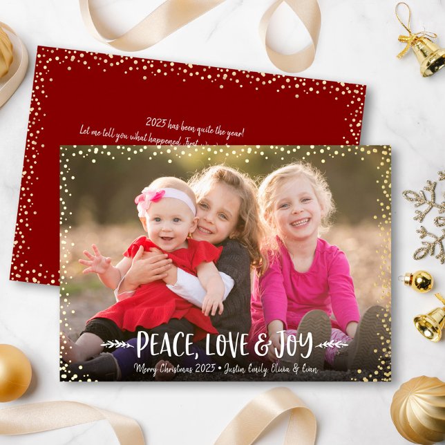 Peace Love Joy Script Christmas Photo Real Gold (Creator Uploaded)