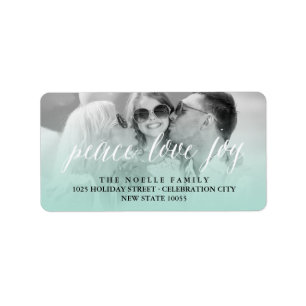 Peace Love Joy Script Holiday Photo Address Labels