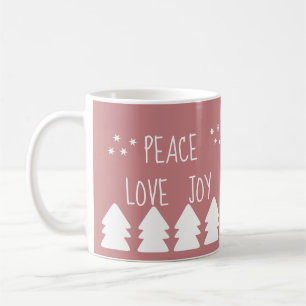 Peace Love Joy Script Soft Pink Christmas   Coffee Mug