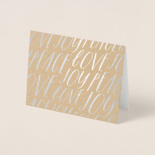 Peace Love Joy Silver Foil Christmas Greeting Card