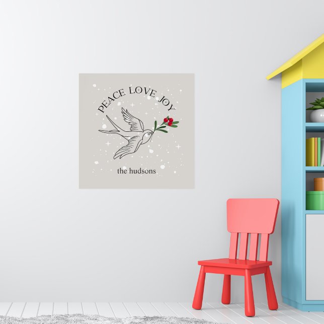 Peace Love Joy SnowBird Christmas Holiday Poster (Nursery 1)