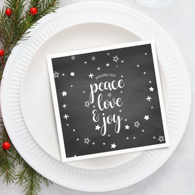 Peace Love Joy Star Christmas Holiday Napkin (Peace Love Joy Star Christmas Holiday Napkins)