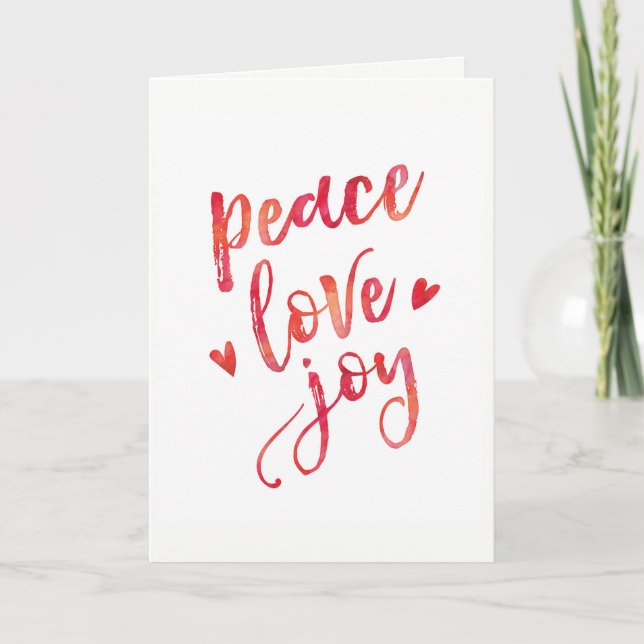 Peace love joy typography Christmas Card (Front)