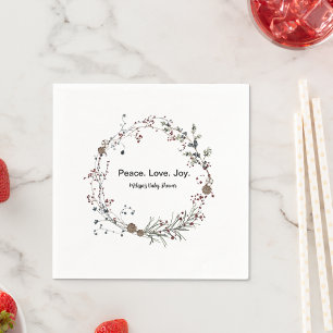 Peace love joy winterberry rustic boho wildflowers napkin