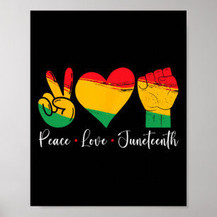 Peace Love Juneteenth 1865 Black Pride Men Women K Poster
