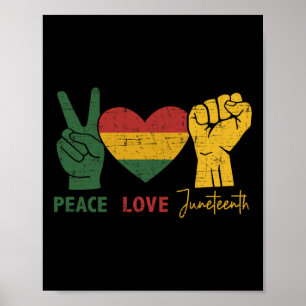 Peace Love Juneteenth With African Flag Heart And Poster
