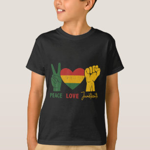peace love juneteenth with african flag heart and T-Shirt