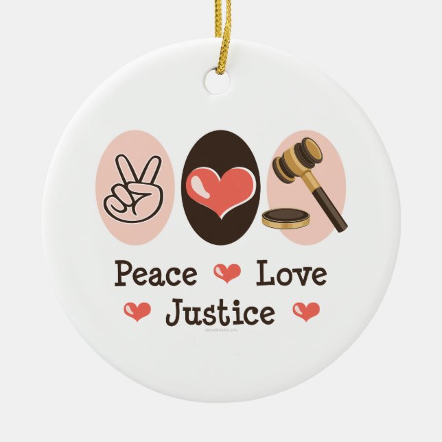 Peace Love Justice Ornament (Front)