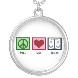 Peace Love Justice Silver Plated Necklace