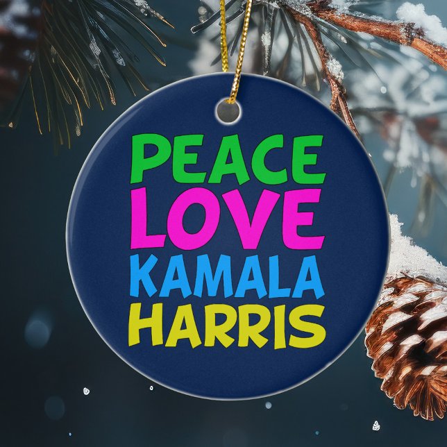 Peace Love Kamala Harris Christmas Ceramic Tree Decoration (Creator Uploaded)