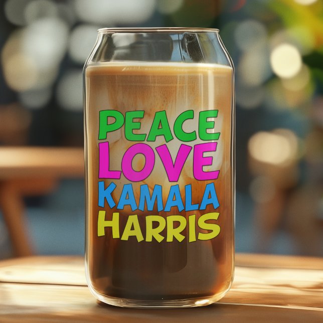 Peace Love Kamala Harris Cute Election Can Glass (Creator Uploaded)