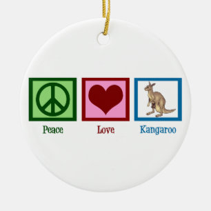 Peace Love Kangaroo Ceramic Tree Decoration