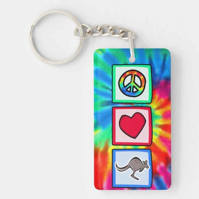 Peace, Love, Kangaroos Key Ring (Front)