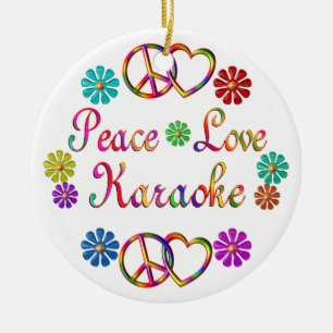 PEACE LOVE KARAOKE CERAMIC TREE DECORATION