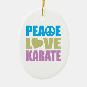 Peace Love Karate Ceramic Tree Decoration