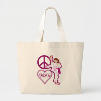 Peace Love Karate Girl Customise Personalised Large Tote Bag