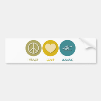Peace Love Kayak Bumper Sticker