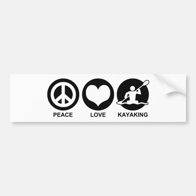 Peace Love Kayaking Bumper Sticker (Front)