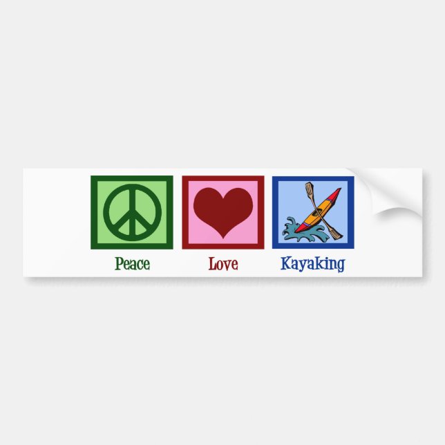 Peace Love Kayaking Bumper Sticker (Front)