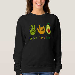 Peace Love Keto Funny Painter Avocado Hand Sign De Sweatshirt