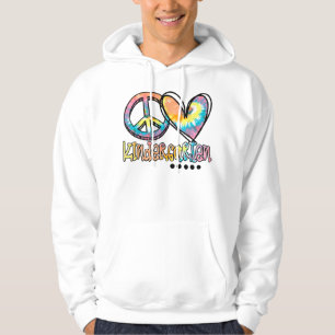 Peace Love Kindergarten Funny Tie Dye First Day Of Hoodie