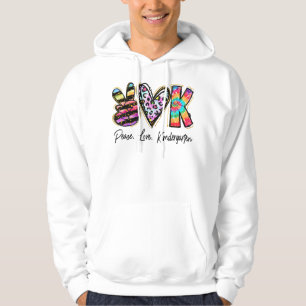 Peace Love Kindergarten Teacher Girls Team Kinder Hoodie