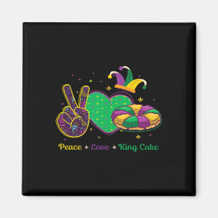 Peace Love King Cake Mardi Gras Masquerade Carniva Magnet