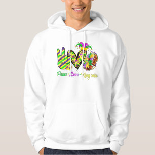 Peace Love King Cake Mardi Gras Men Women Kids  Hoodie