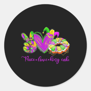 Peace Love King Cake Men Women Kids Tie Dye Heart Classic Round Sticker