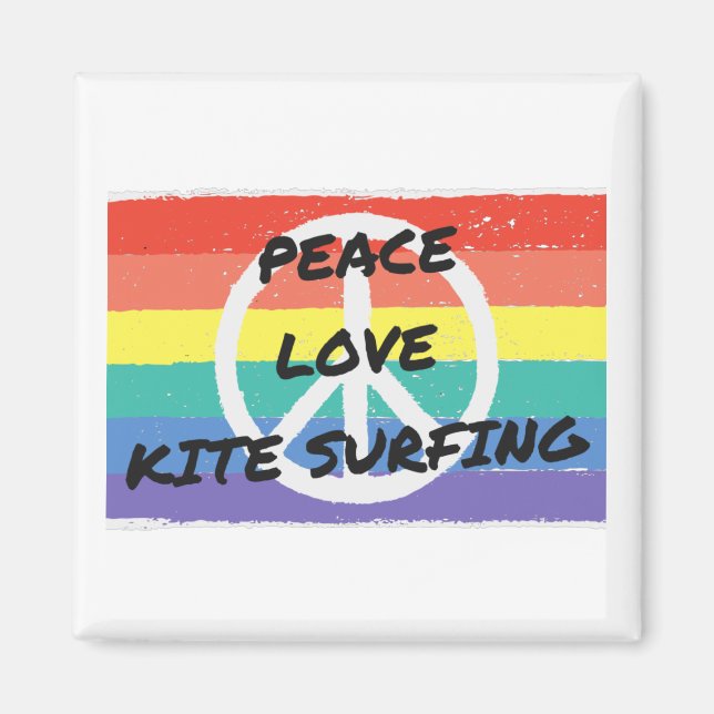 Peace. Love. Kite surfing Magnet (Front)