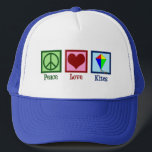 Peace Love Kites Cute Kite Festival Trucker Hat<br><div class="desc">A cute kite festival gift for someone who loves flying kites at the park.</div>