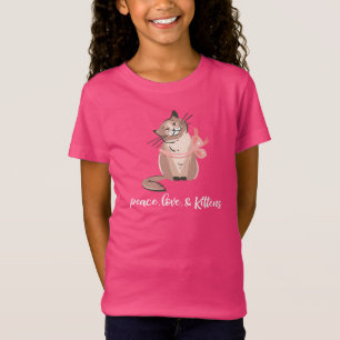 Peace, Love, & Kittens Cute Girls Cat Lover T-Shirt