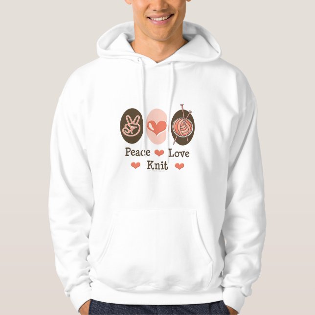 Peace Love Knit Hooded Sweatshirt (Front)