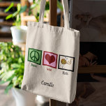 Peace Love Knit Personalised Knitting Tote Bag<br><div class="desc">Peace Love Knitting tote bag for a knitter. Grab your needles and yarn and personalise this cute knit gift.</div>