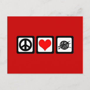 Peace love knit postcard