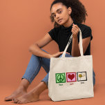 Peace Love & Knitting Large Tote Bag<br><div class="desc">I don't go anywhere without my needles and yarn. I love to knit.</div>