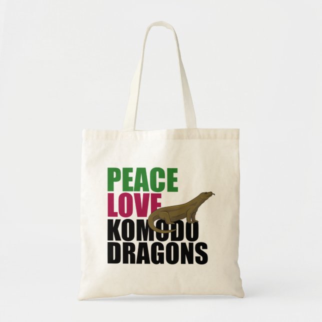Peace Love Komodo Dragons Tote Bag (Front)