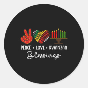 Peace Love Kwanzaa Blessings Christmas African Hol Classic Round Sticker
