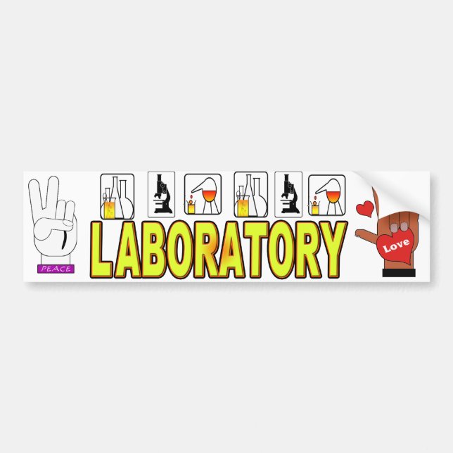 PEACE LOVE LABORATORY BUMPER STICKER (Front)