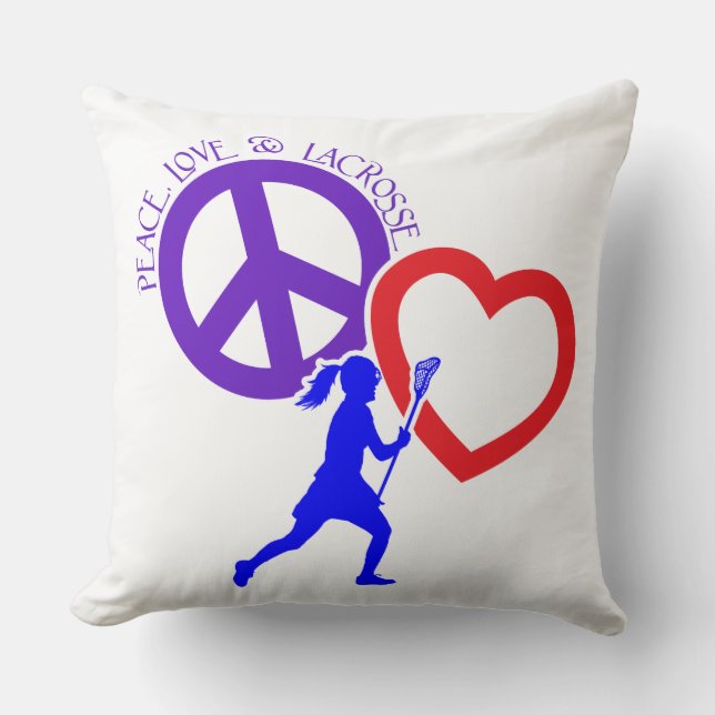 PEACE-LOVE-LACROSSE CUSHION (Front)